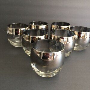 Mid Century Silver Fade RolyPoly 8 oz. Cocktail Glasses Set Of 6 Dorothy Thorpe